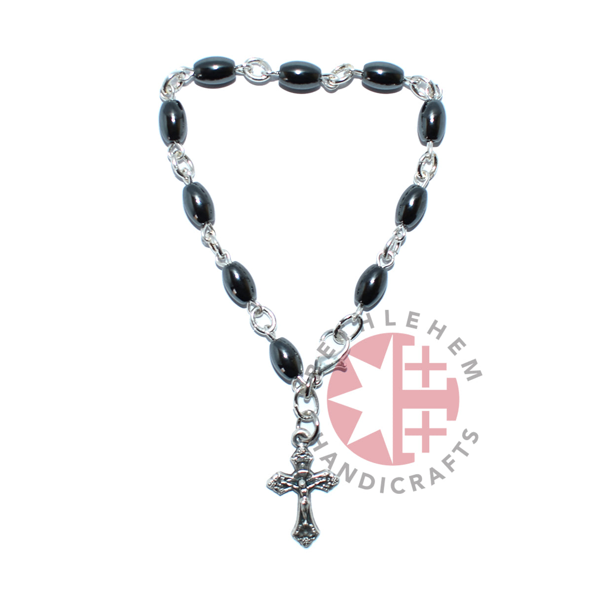 Hematite Bracelet with Roman Cross Pendant