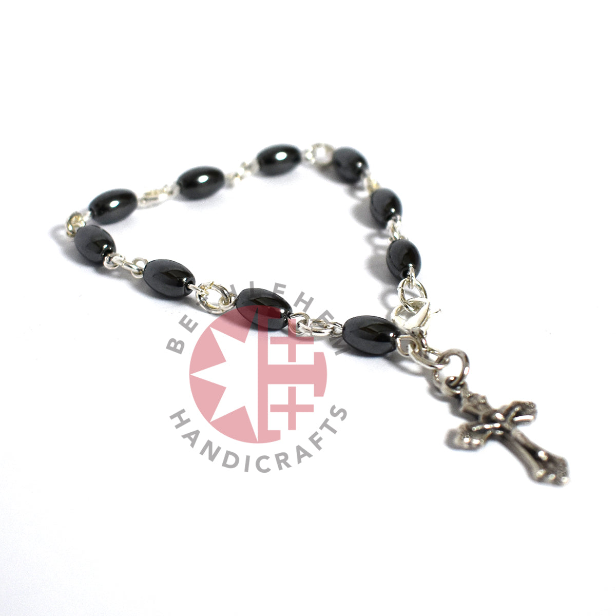 Hematite Bracelet with Roman Cross Pendant