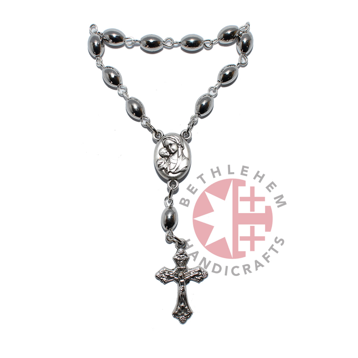 Silver Plated Finger Rosary with Roman Cross