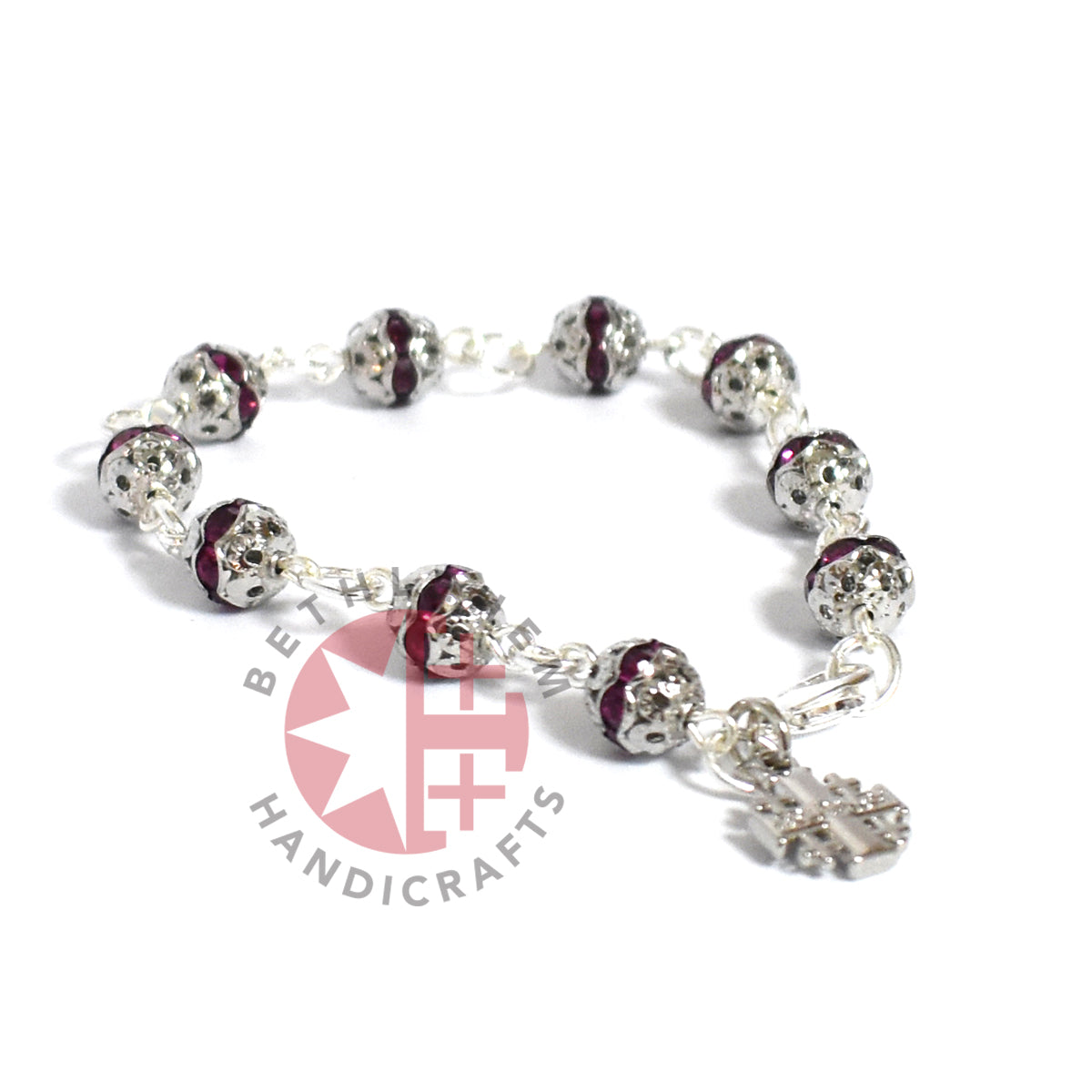 Prayer Bracelet Rosary Purple Crystal Beads