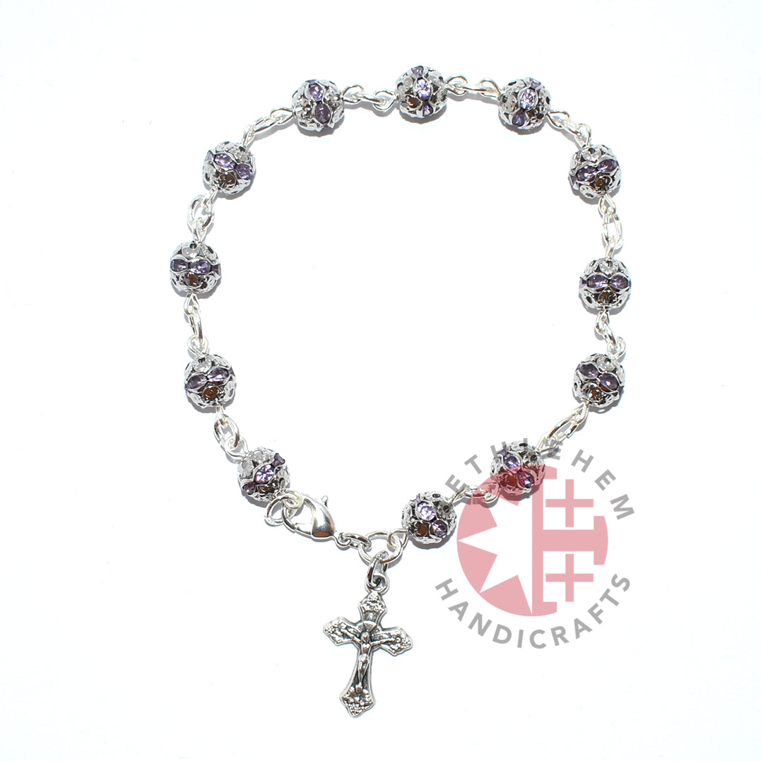 Prayer Rosary, Purple Crystal Beads