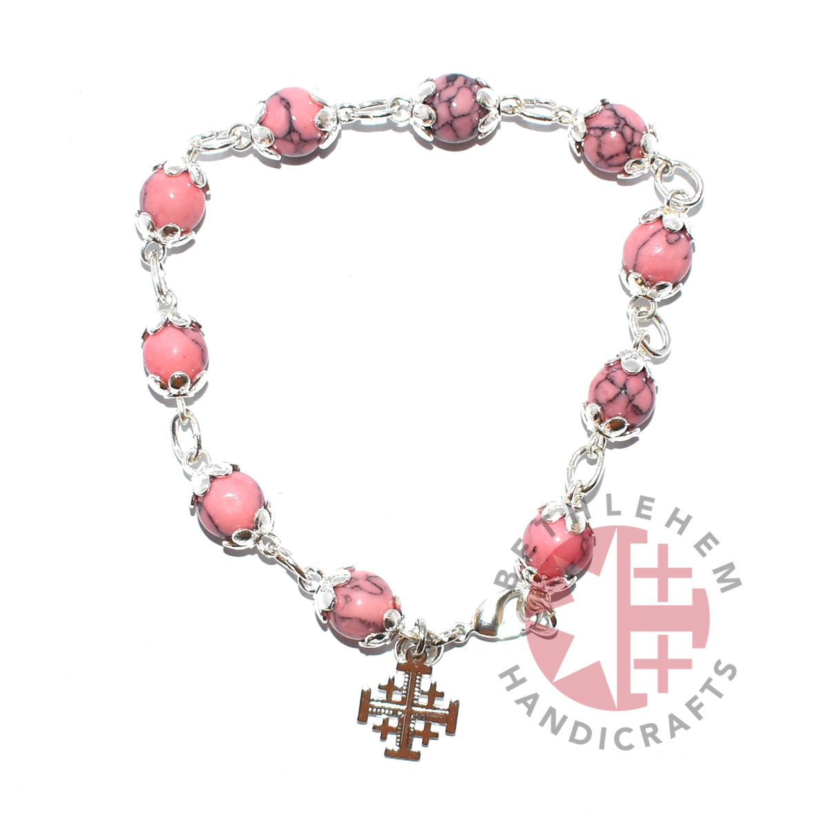 Rosary Bracelet, Pink Beads