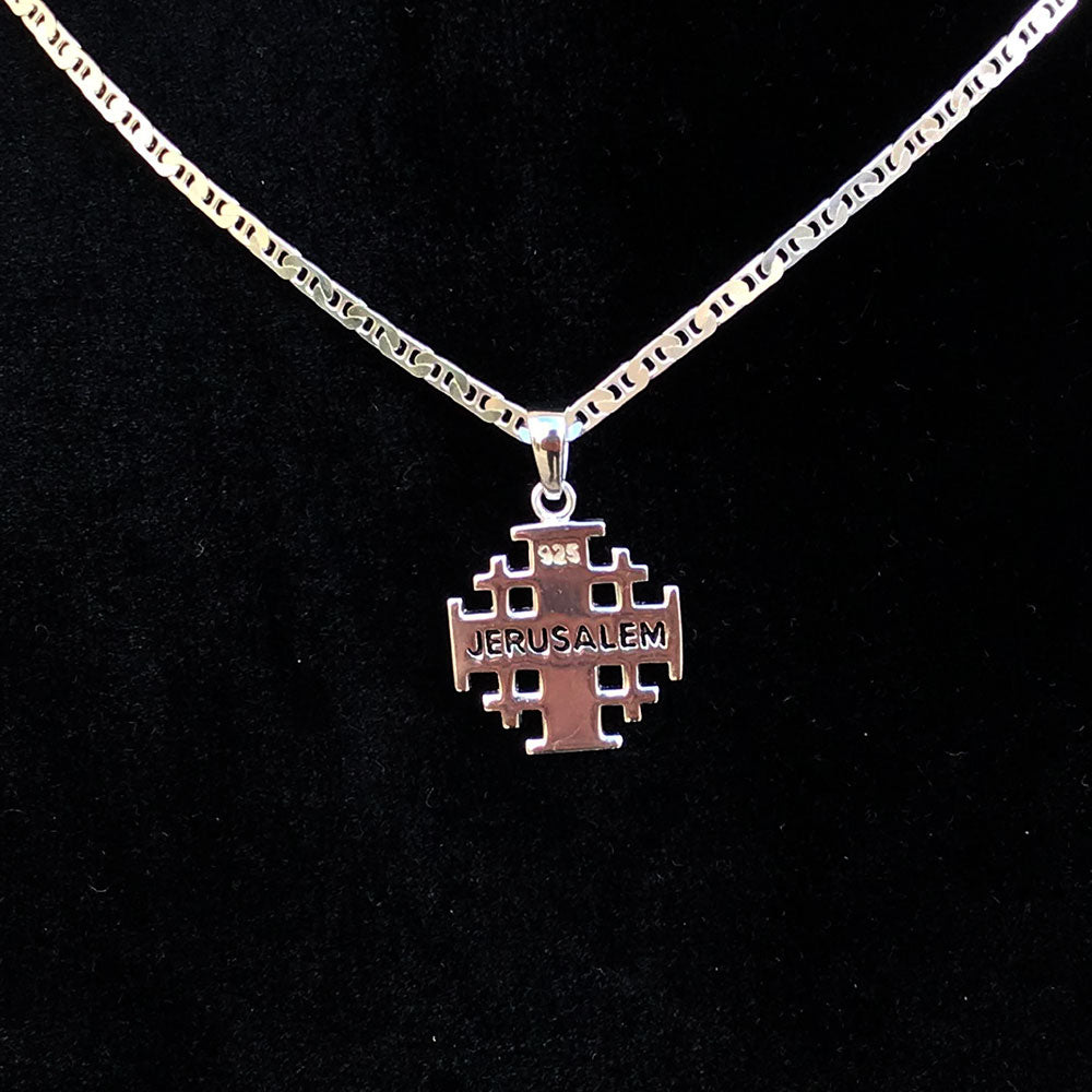 Polished Sterling Silver Potent Jerusalem Cross Necklaces (S) - Jewelry - Bethlehem Handicrafts