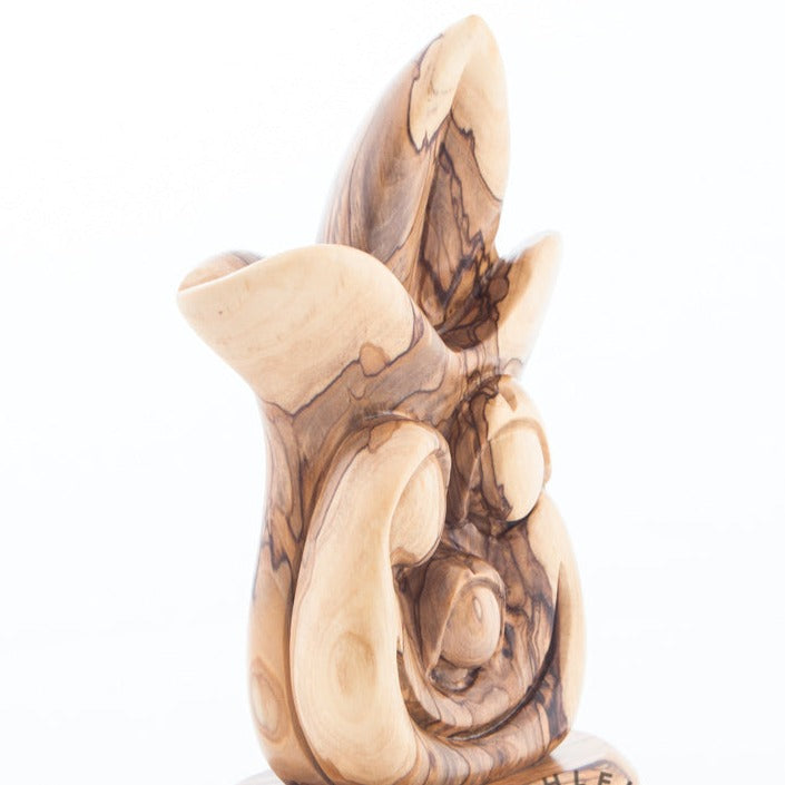 Fleur-de-lis Shaped Olive Wood Holy Family Statue (Abstract) - Statuettes - Bethlehem Handicrafts