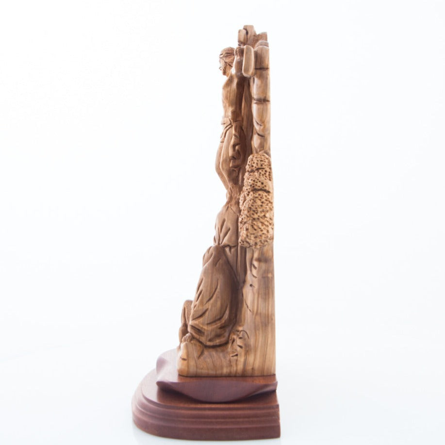 Olive Wood Crucifixion Statue with Virgin Mary, Mary Magdalene and St. John - Statuettes - Bethlehem Handicrafts