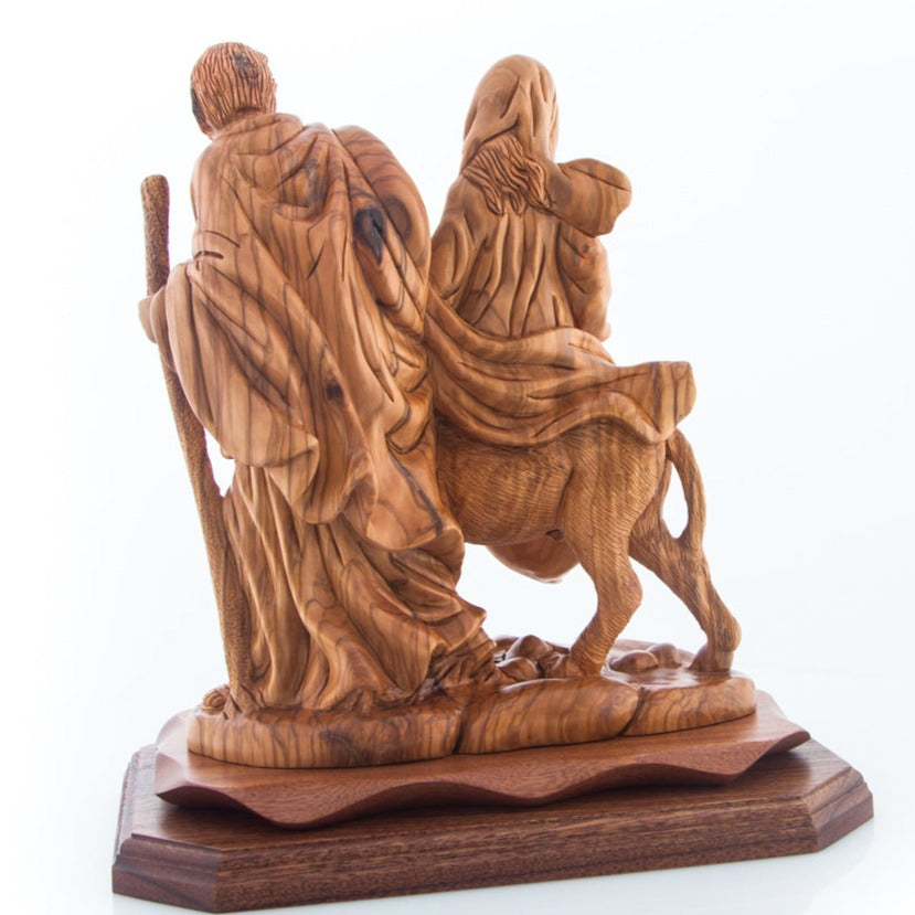 Mary and Joseph's Journey to Bethlehem Hand Carved Olive Wood Statue - Statuettes - Bethlehem Handicrafts