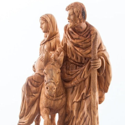 Mary and Joseph's Journey to Bethlehem Hand Carved Olive Wood Statue - Statuettes - Bethlehem Handicrafts