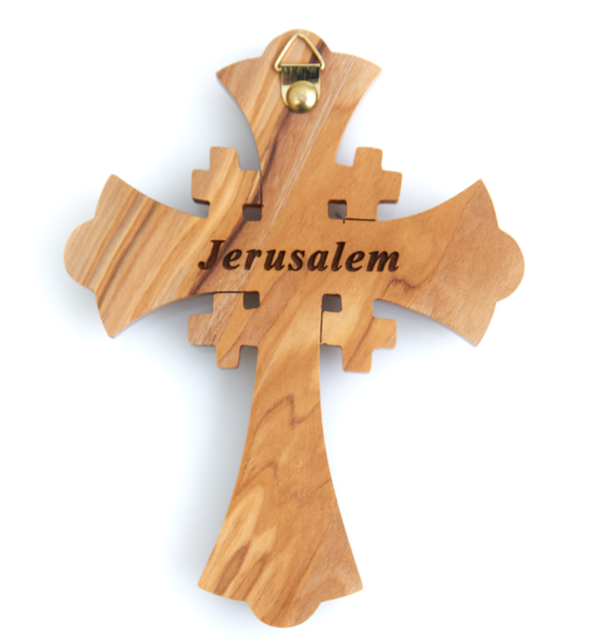 6.1" Jerusalem Wall Cross, Carved Olive Wood From Holy Land