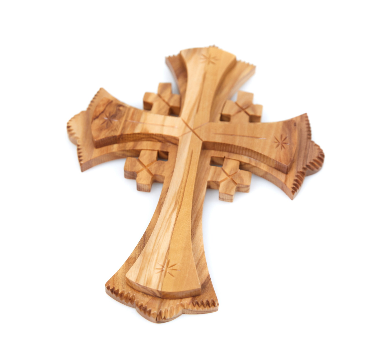 8.7" Jerusalem Wall Cross, Carved Olive Wood From Holy Land