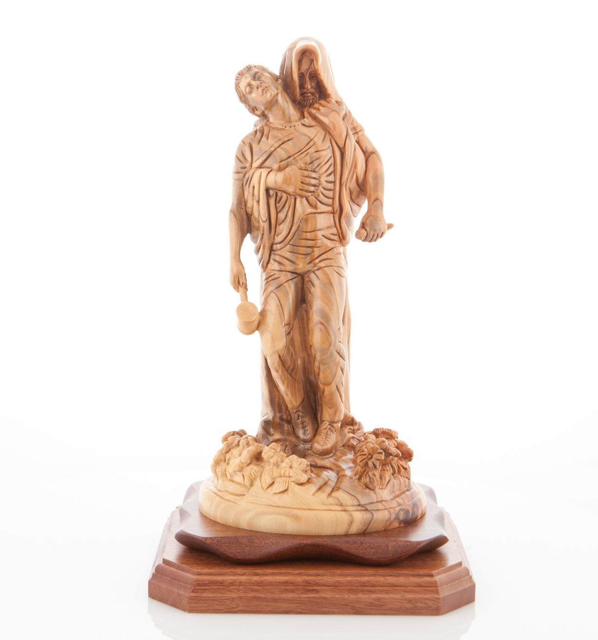 Jesus Christ "Forgiveness” Statue, 11.8" Passionately Carved Masterpiece, Holy Land Olive Wood