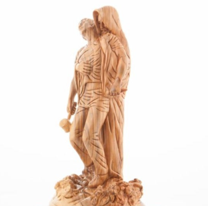 Jesus Christ "Forgiveness” Statue, 11.8" Passionately Carved Masterpiece, Holy Land Olive Wood