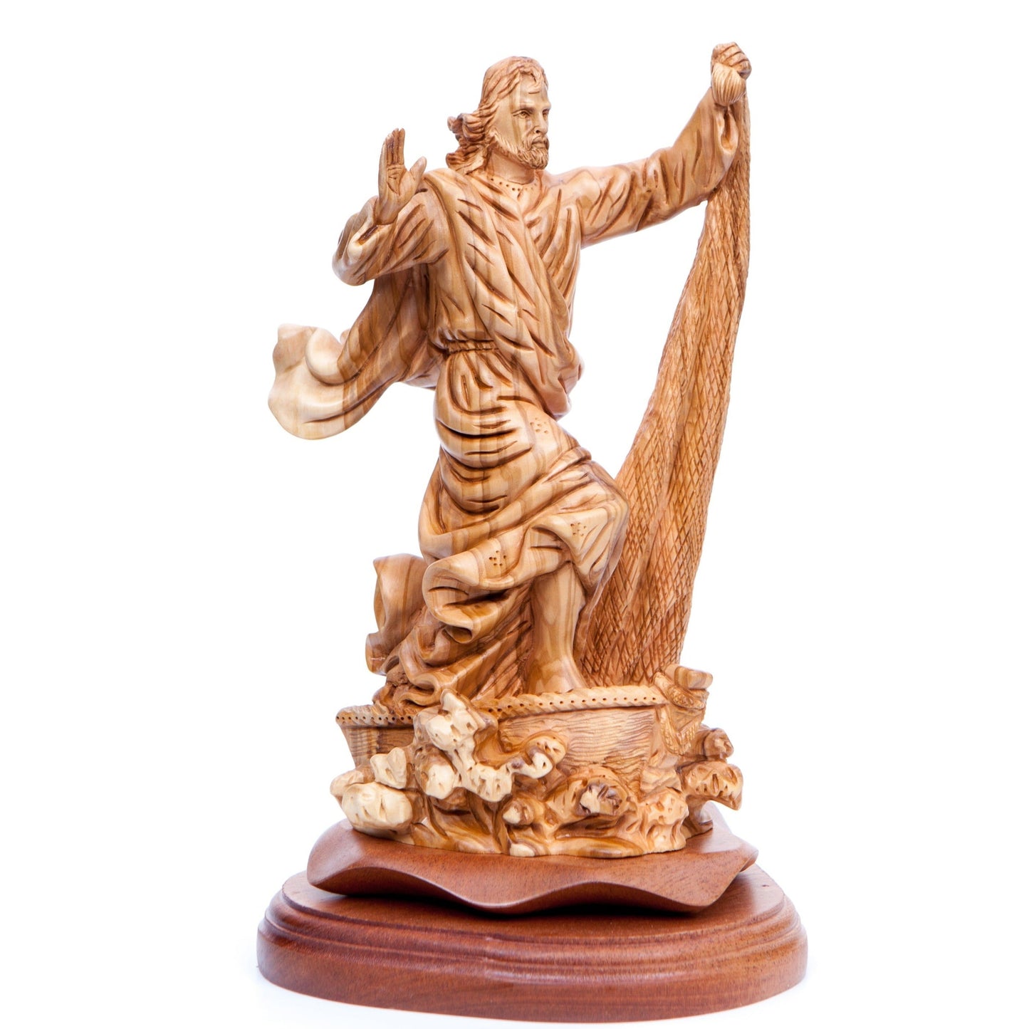 Jesus Christ "Calms The Storm", 10.6" Carved Wooden Sculpture