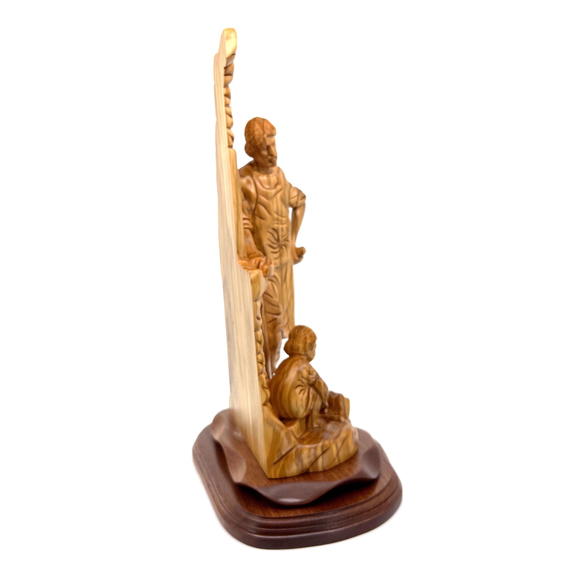 Young Jesus Joseph carpenter carved statue olive wood holy land gift biblical art home decor Side view 