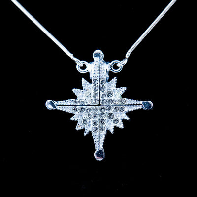 Magnetic Star of Bethlehem Necklace with White Gemstones