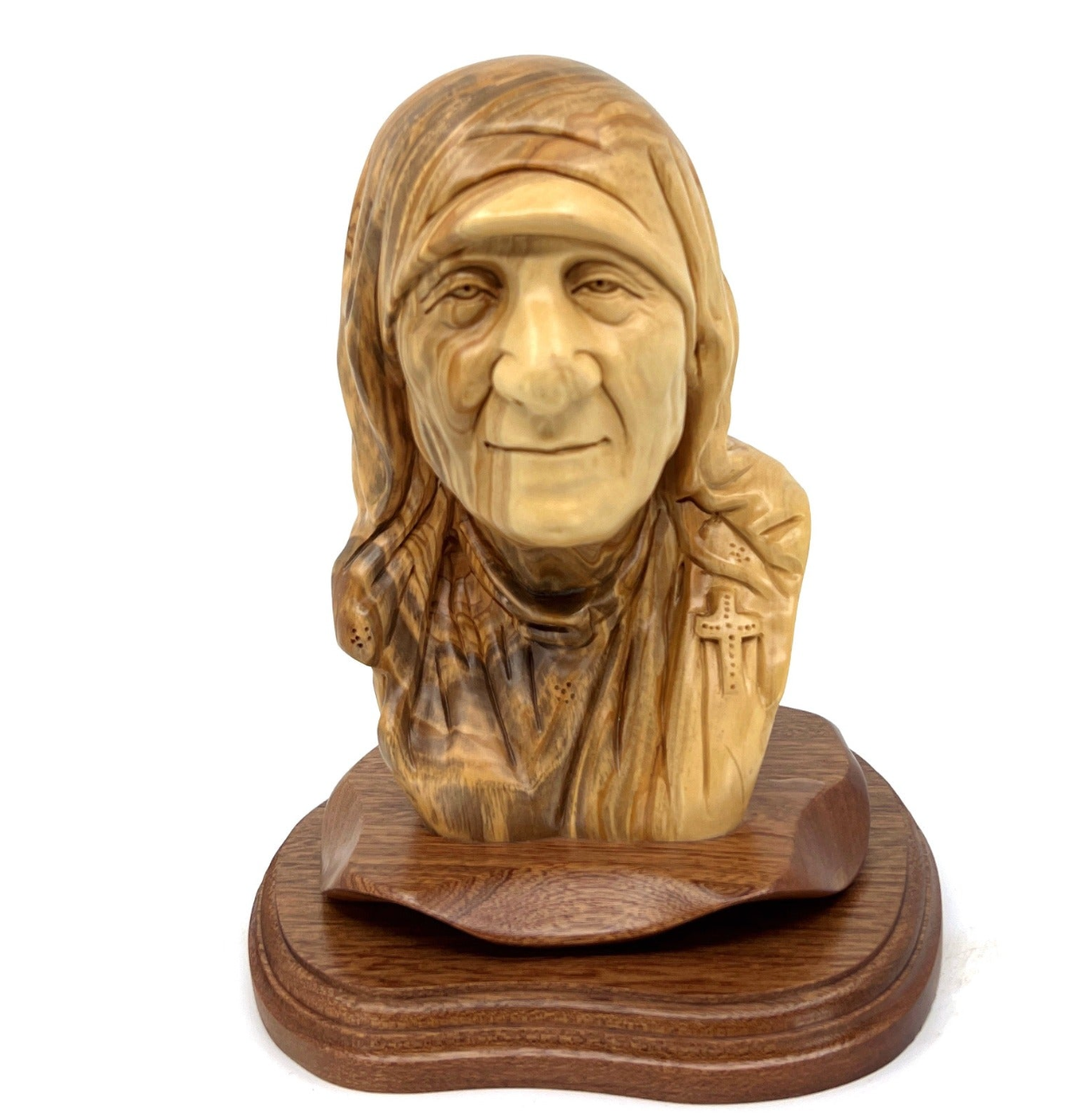 Mother Teresa Carved Statue Olive Wood