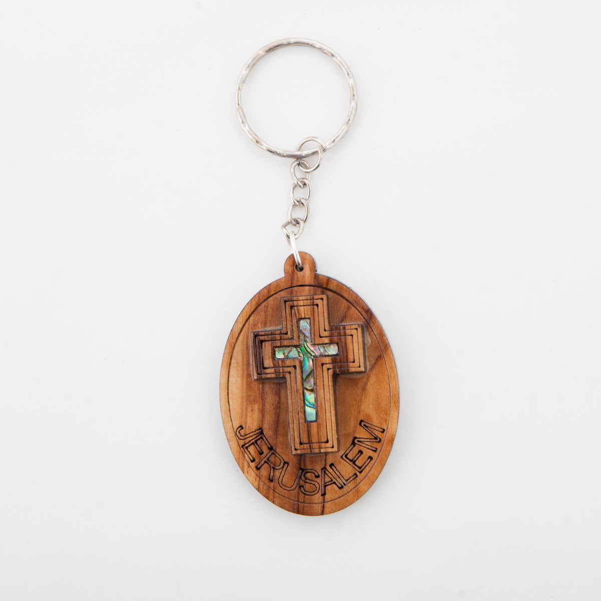 Mother of Pearl Cross Keychain (Jerusalem)