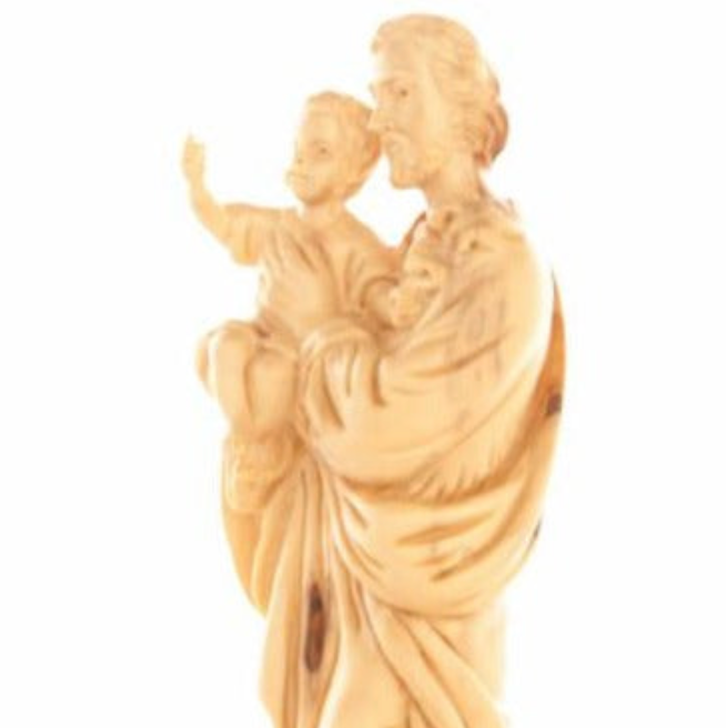 Joseph with The Holy Child Jesus Christ Hand Carved Statue From Holy Land