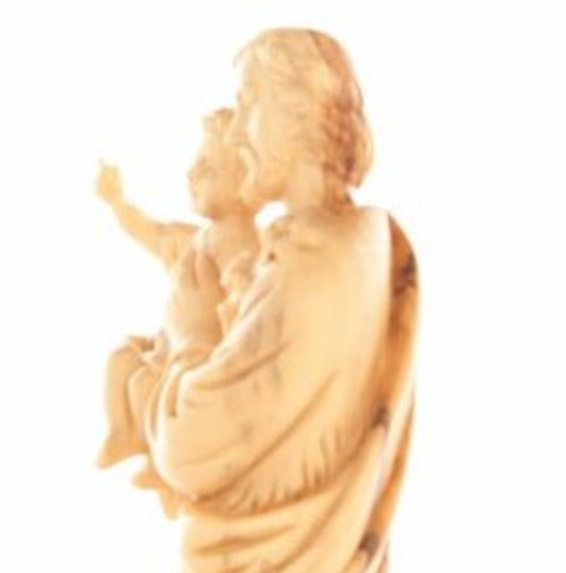 Joseph with The Holy Child Jesus Christ Wood Carved Statue From Holy Land