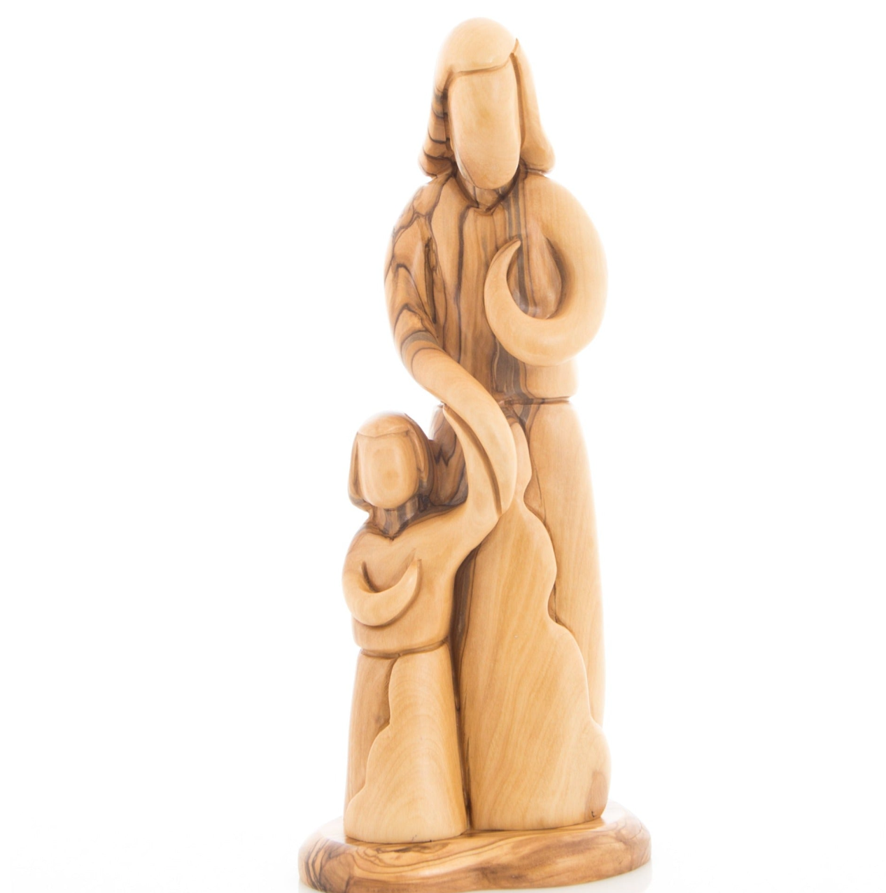 Saint Joseph with Young Jesus Christ Abstract Carving Statue from the Holy Land