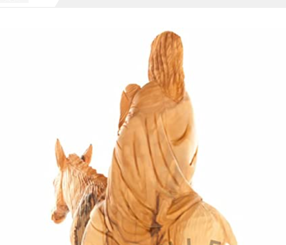 Jesus Christ Riding Donkey, "Entry Into Jerusalem", 11.2" Wood Carving from Holy Land