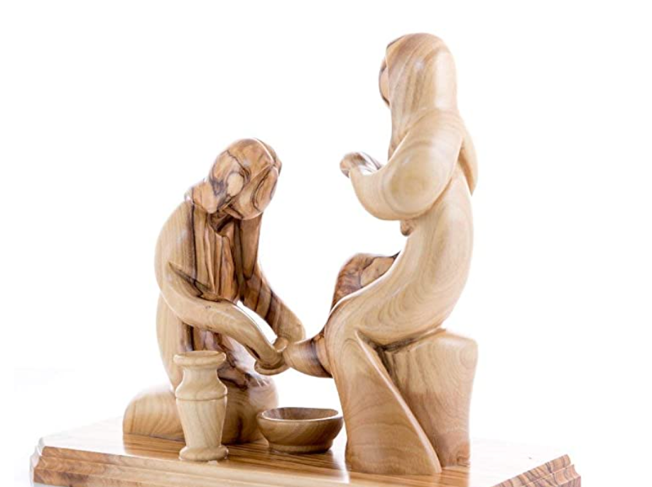 Jesus Washing Feet, 7.1" Wooden Carving Abstract