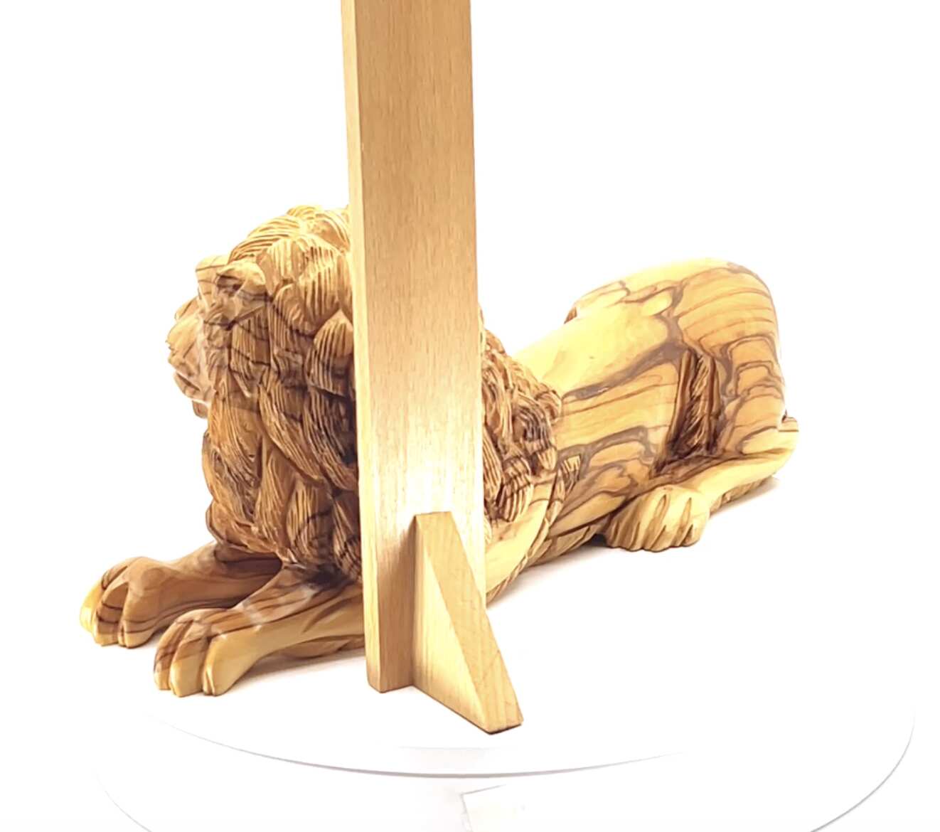 Lion with Lamb Carving, 7.9" Long Olive Wood from Holy Land