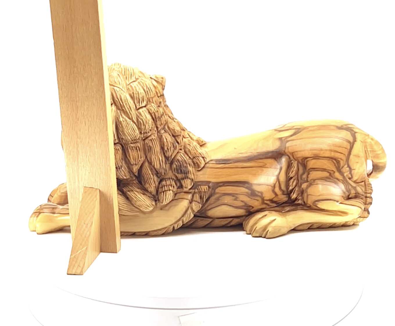 Lion with Lamb Carving, 7.9" Long Olive Wood from Holy Land