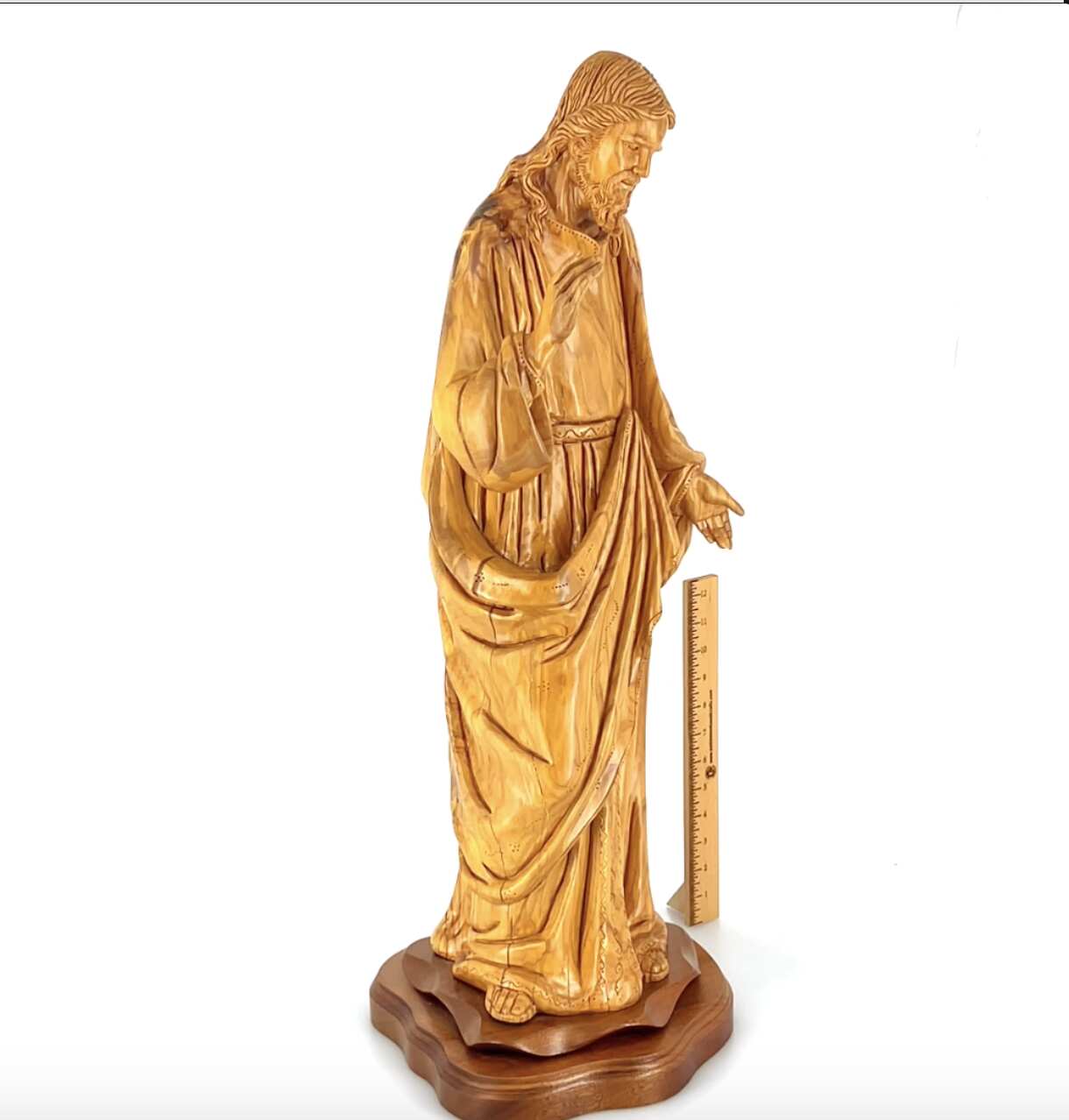 Jesus Christ Giving Blessing, 30.7" Masterpiece Wooden Church Sculpture
