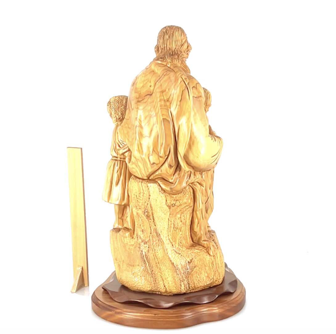 Jesus Christ, "With The Children" Masterpiece 24", Olive Wood Carved Sculpture from the Holy Land