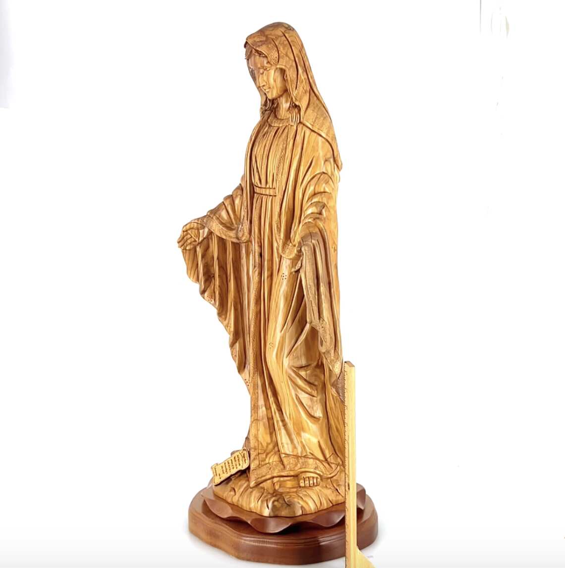 Our Lady of the Grace, Virgin Mary Masterpiece, 31.5" Olive Wood Carved Sculpture from the Holy Land