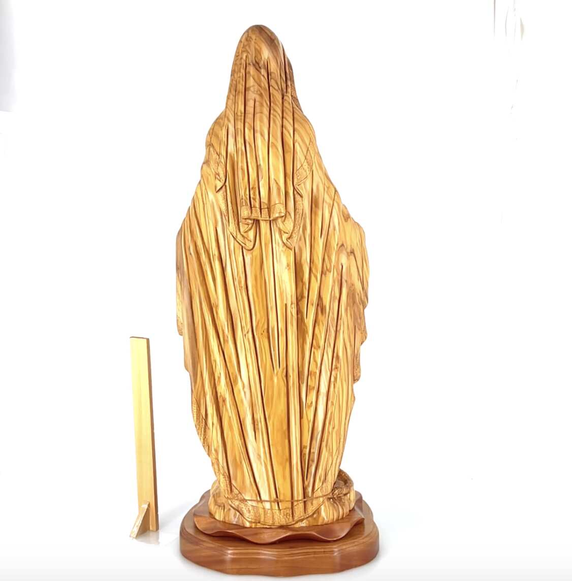 "Our Lady of the Grace"Virgin Mary Masterpiece, 31.5" Olive Wood Carved Sculpture from the Holy Land