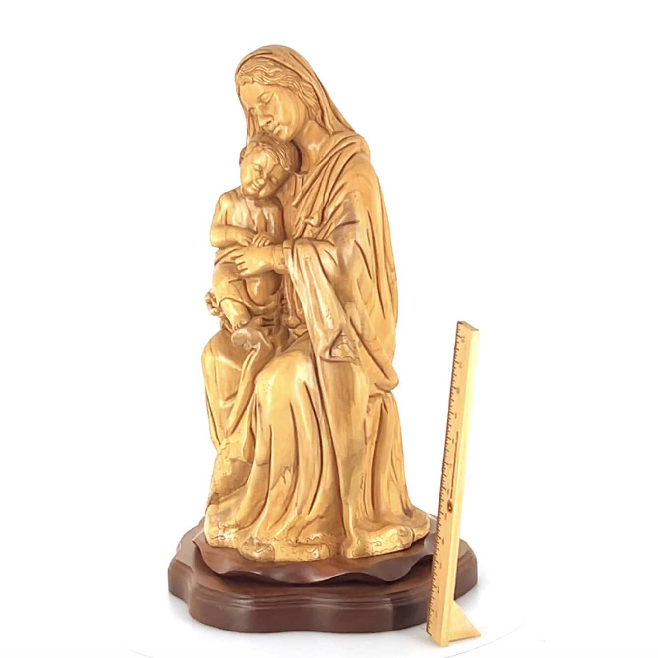 Virgin Mary Holding Sleeping Baby Jesus, 13.8" Wooden Masterpiece Carving