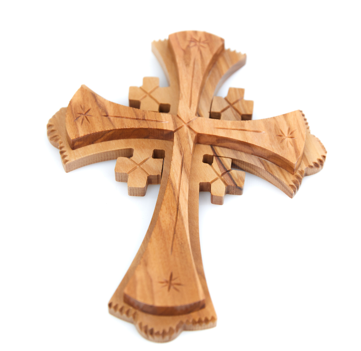 6.1" Jerusalem Wall Cross, Carved Olive Wood From Holy Land