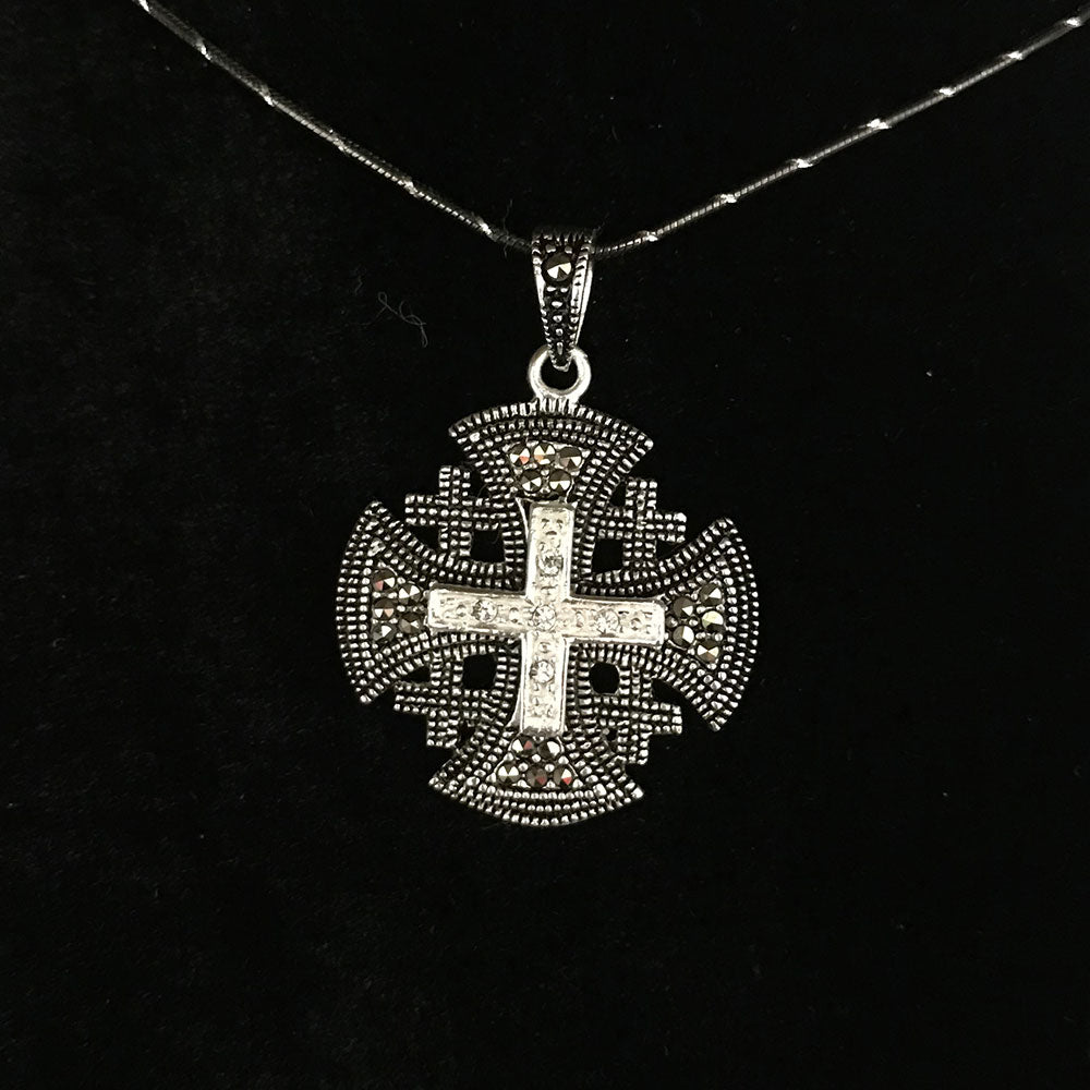 Sterling silver cross necklace, Jerusalem cross, silver 2024 jewelry Cross necklace, cross necklaces, Christian Necklace