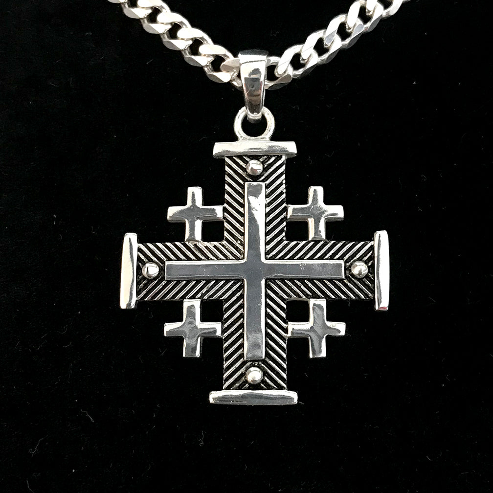 Jerusalem Cross Necklace (L), Sterling Silver