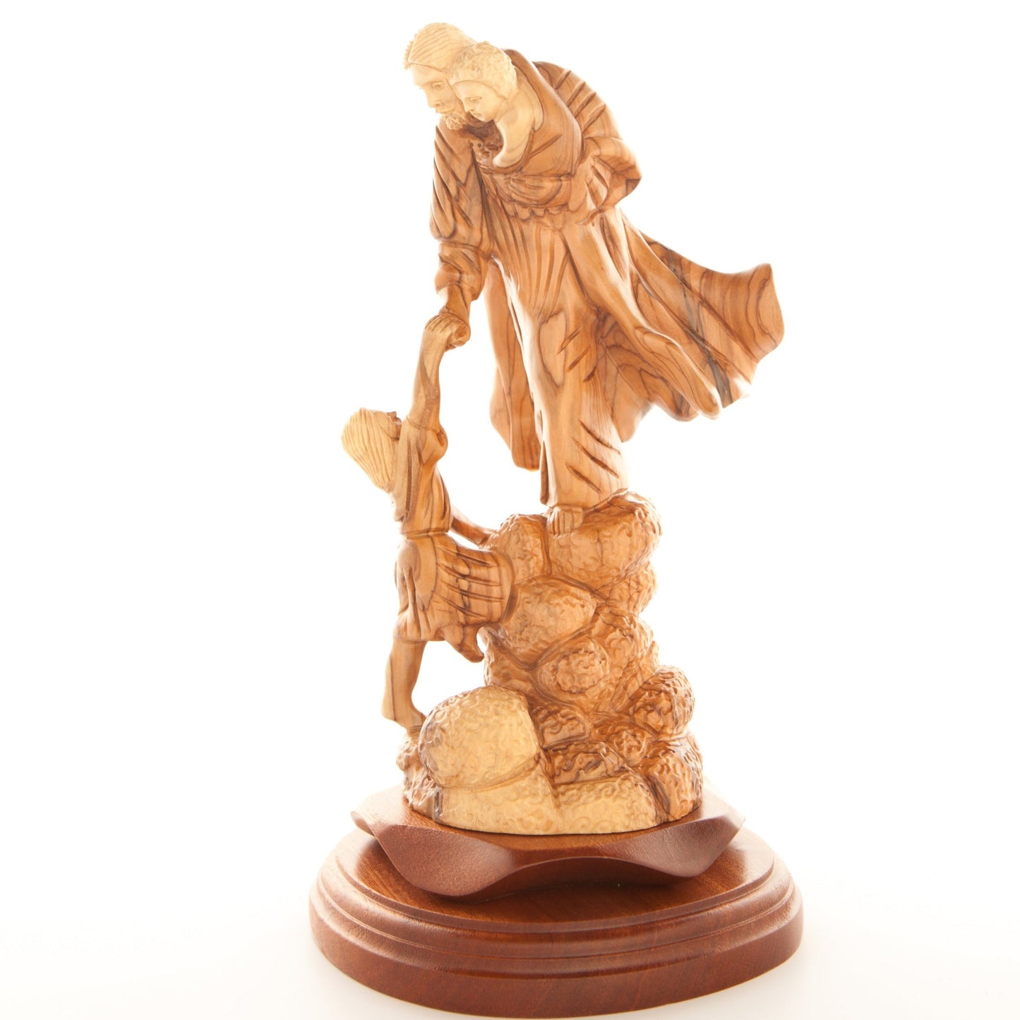 Jesus Christ "With The Children" Olive Wood Carving 9.4"