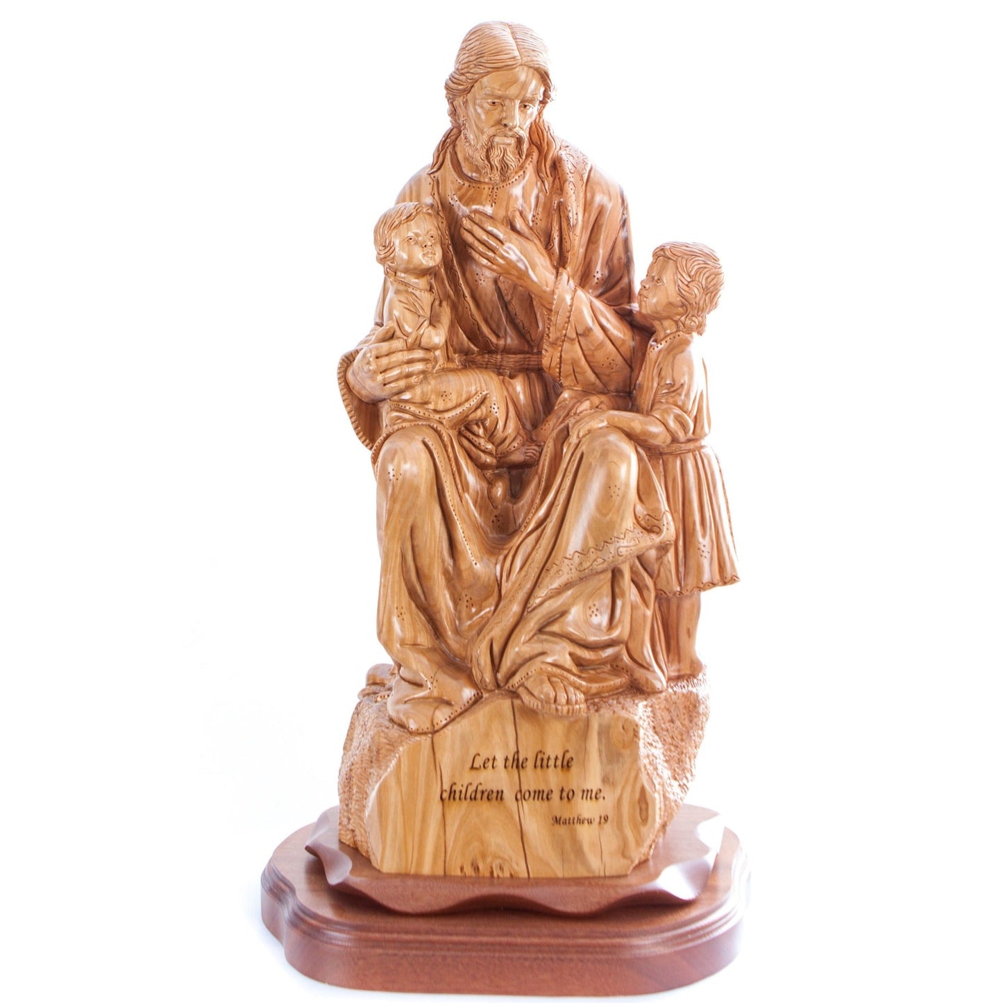 Jesus Christ, "With The Children" Masterpiece 24", Olive Wood Carved Sculpture from the Holy Land