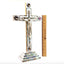 14" Crucifix Standing with 2.5" Base, Mother of Pearl and Olive Wood, 4 Souvenirs from Holy Land