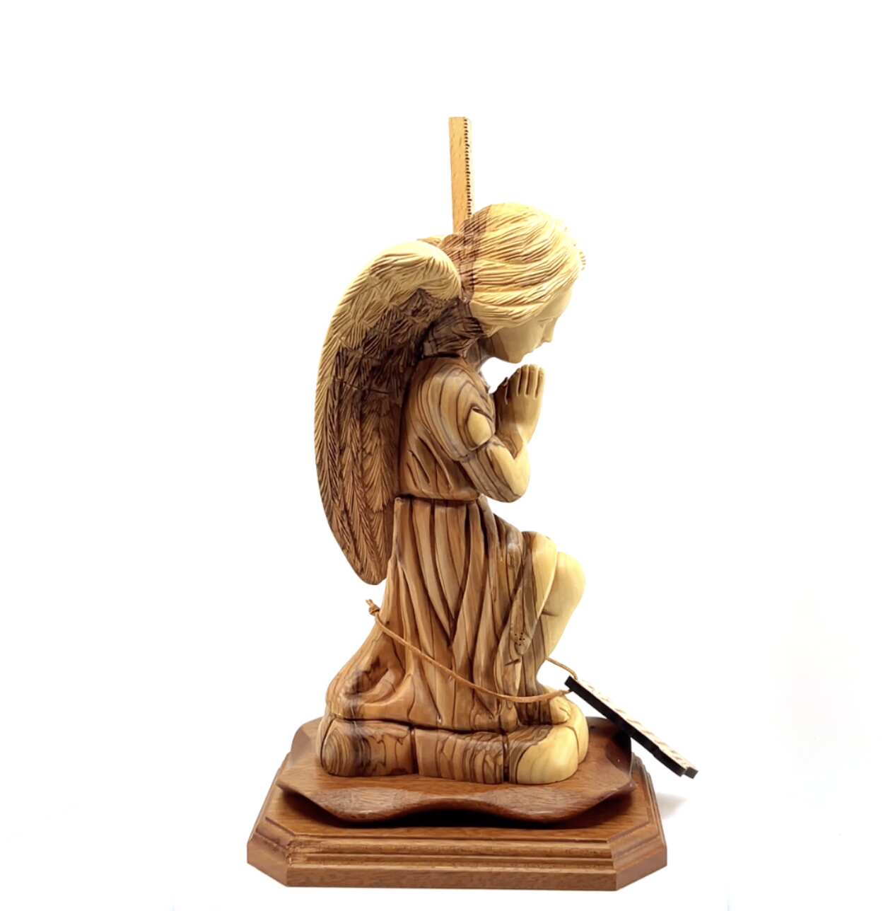 Guardian Angel Praying Carving 10.5" Hand made from Holy Land Olive Wood