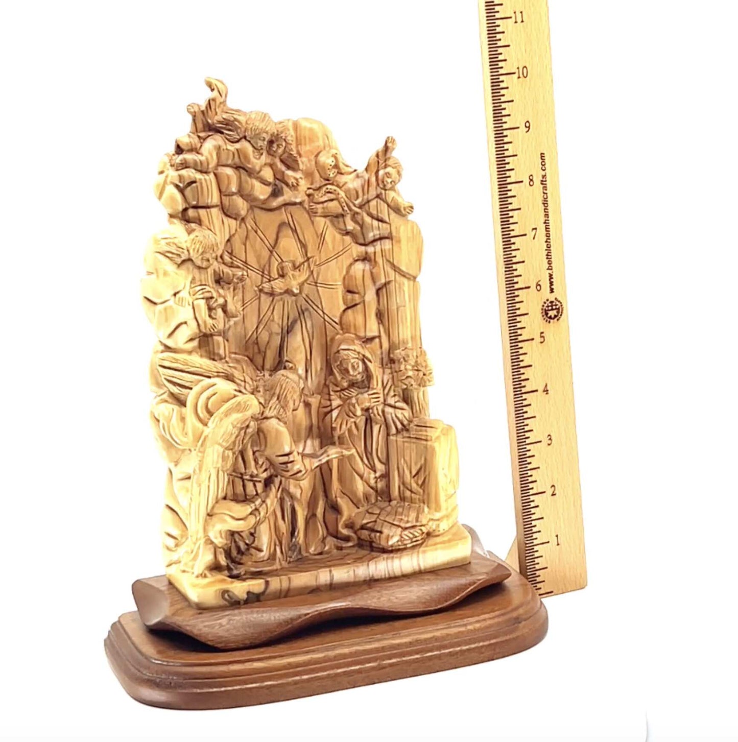 The Annunciation, 11" Carving from Olive Wood in Bethlehem