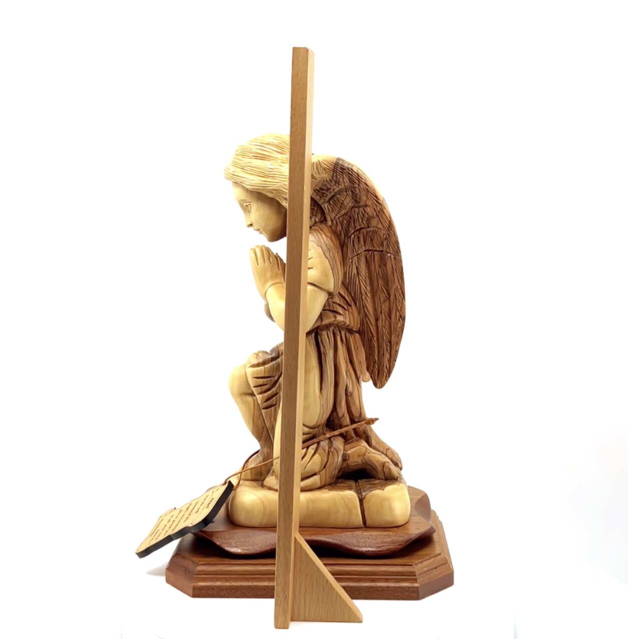 Guardian Angel Praying Carving 10.5" Hand made from Holy Land Olive Wood