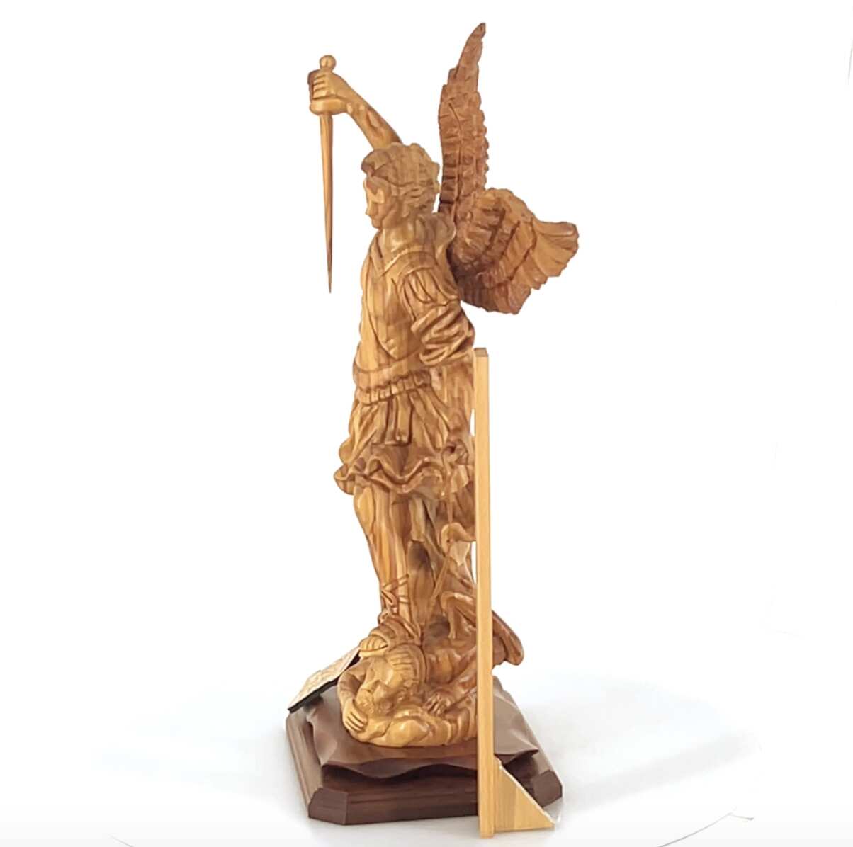 Archangel Michael Masterpiece, 20.1" Wooden Sculpture from Holy Land