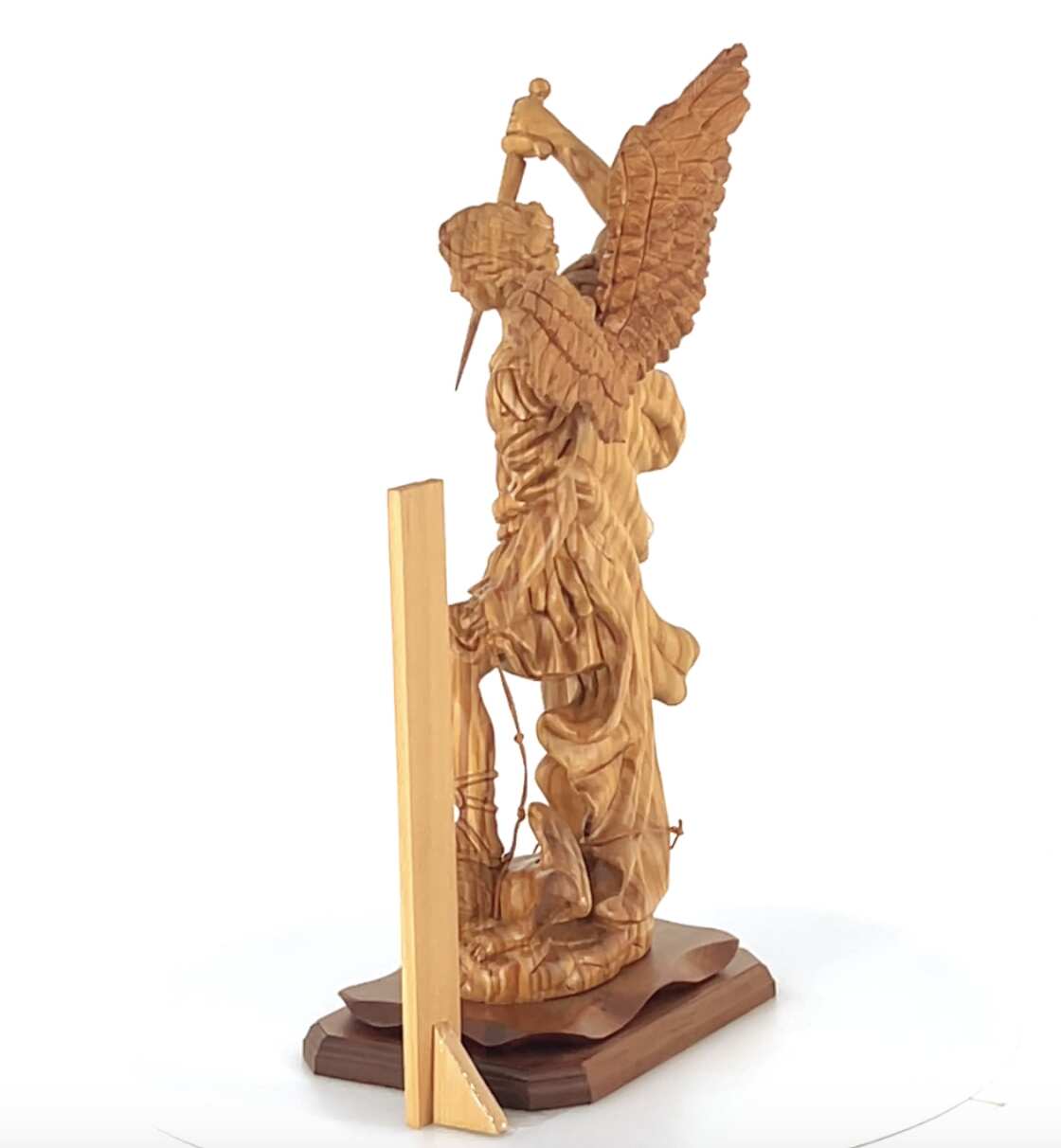 Archangel Michael Masterpiece, 20.1" Wooden Sculpture from Holy Land