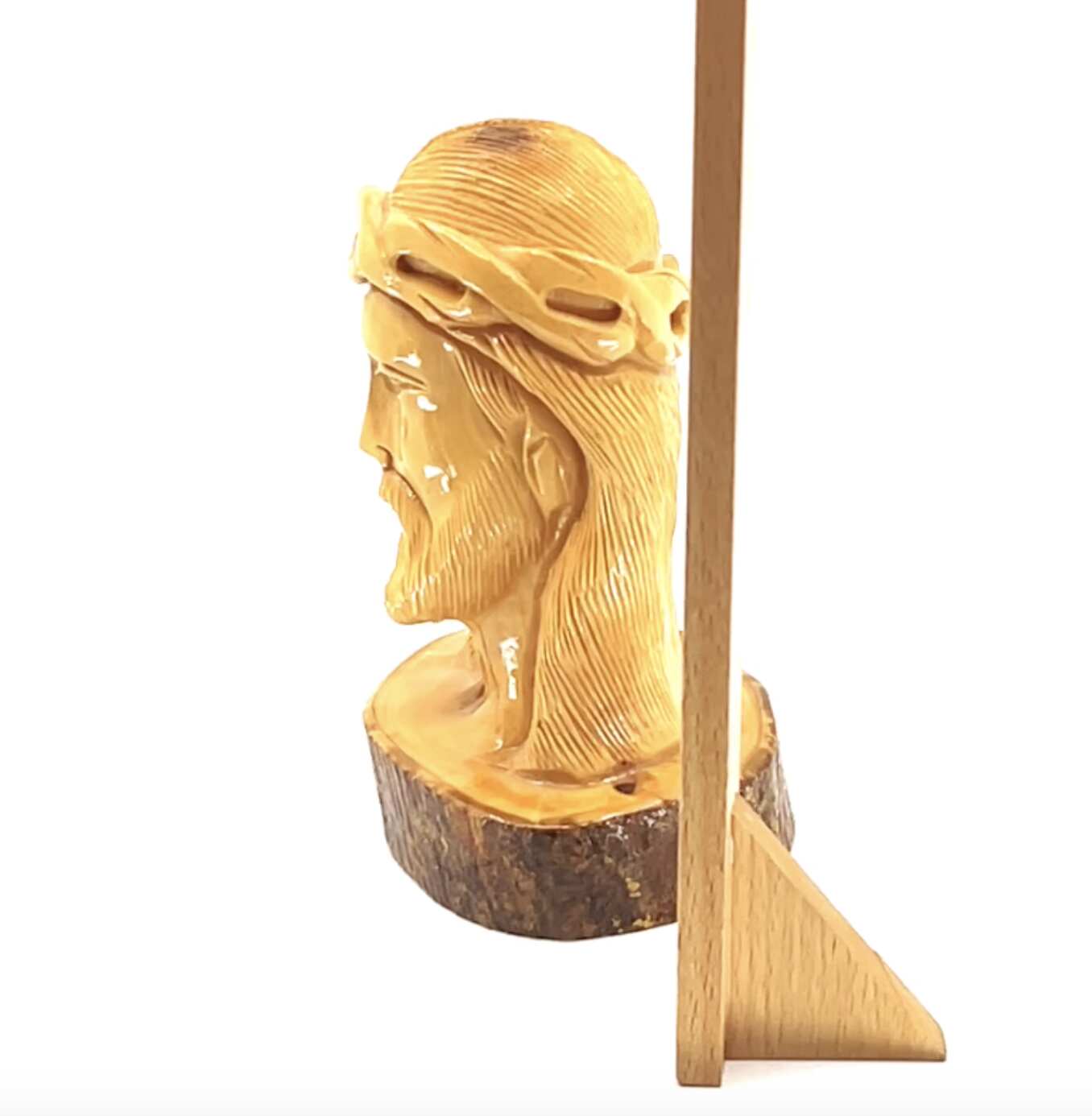 Jesus Christ Bust Carving, 5.9" Carving from Holy Land Olive Wood