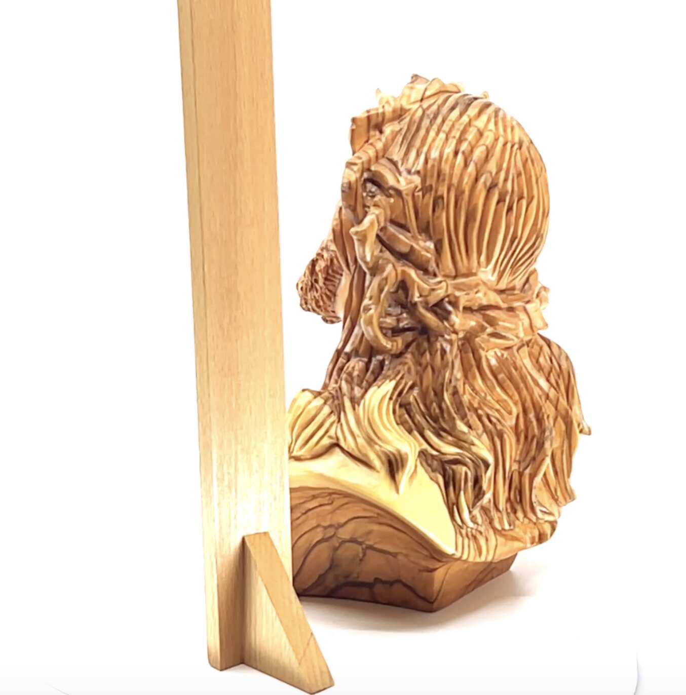 Bust of Jesus Christ Head, 9.6" Olive Wood Carving from the Holy Land