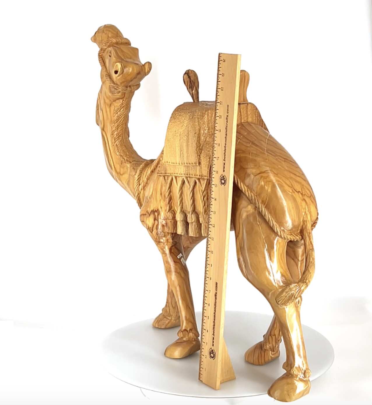 Camel Masterpiece Carving, 26" Tall, Large Olive Wood from Holy Land