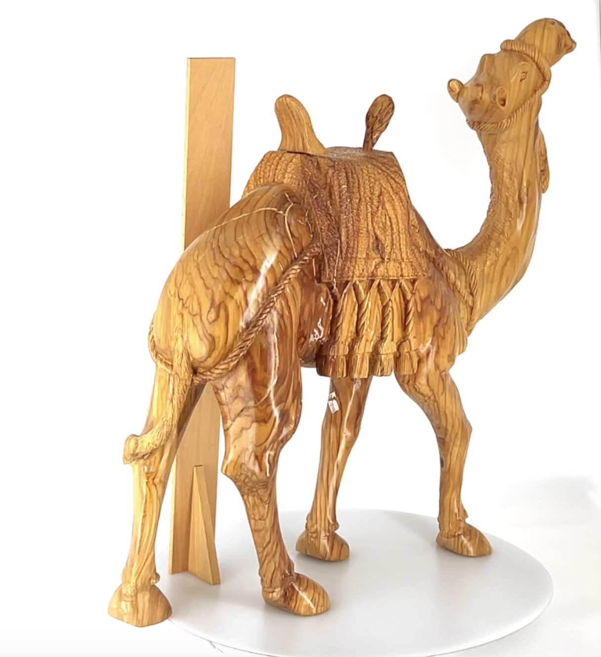 Camel Masterpiece Carving, 26" Tall, Large Olive Wood from Holy Land