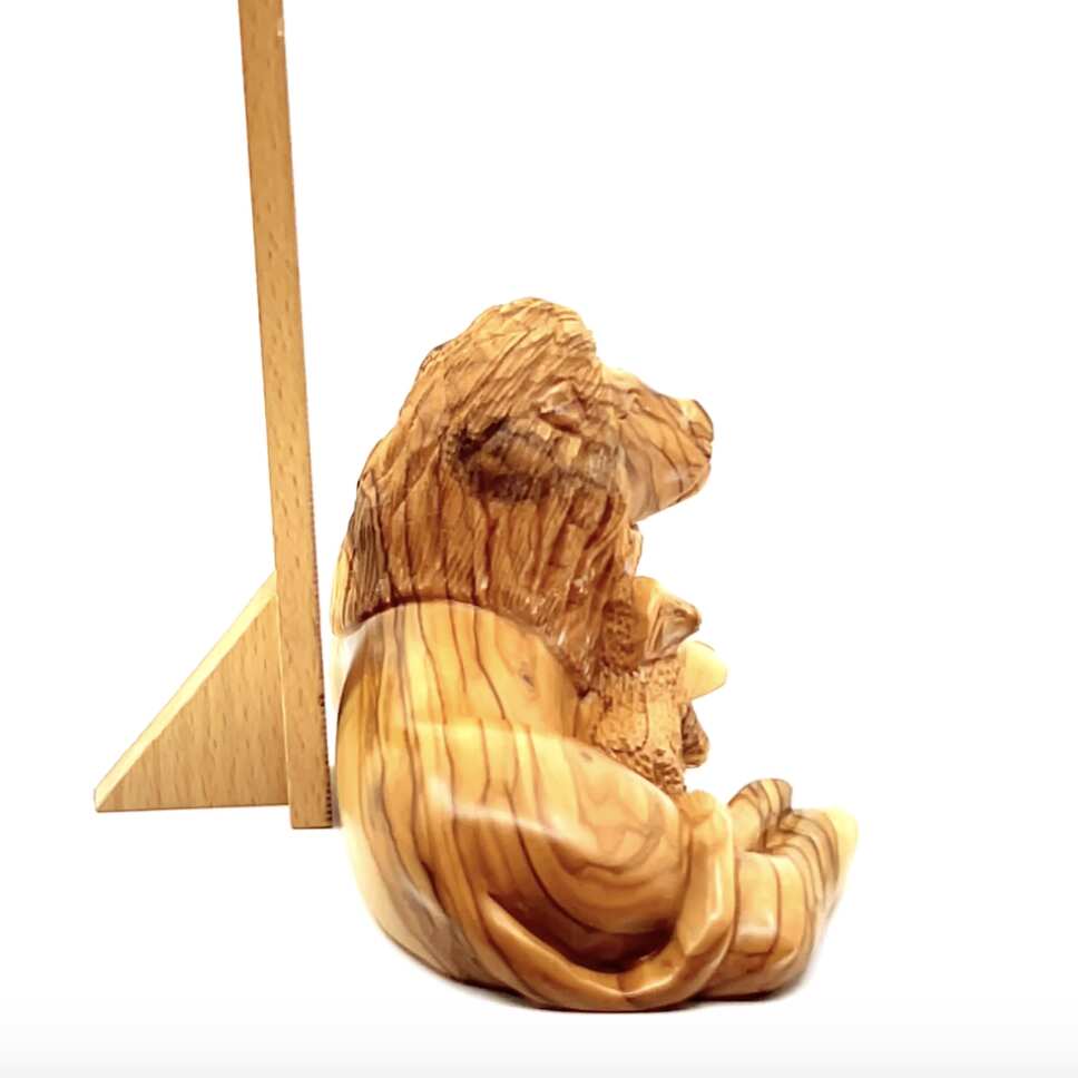 Lion with Lamb Carving, 7.9" Long Olive Wood from Holy Land