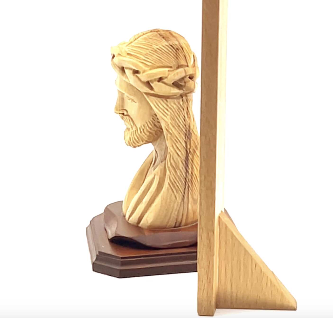 Jesus Christ Bust Carving, 5.1" Holy Land Olive Wood