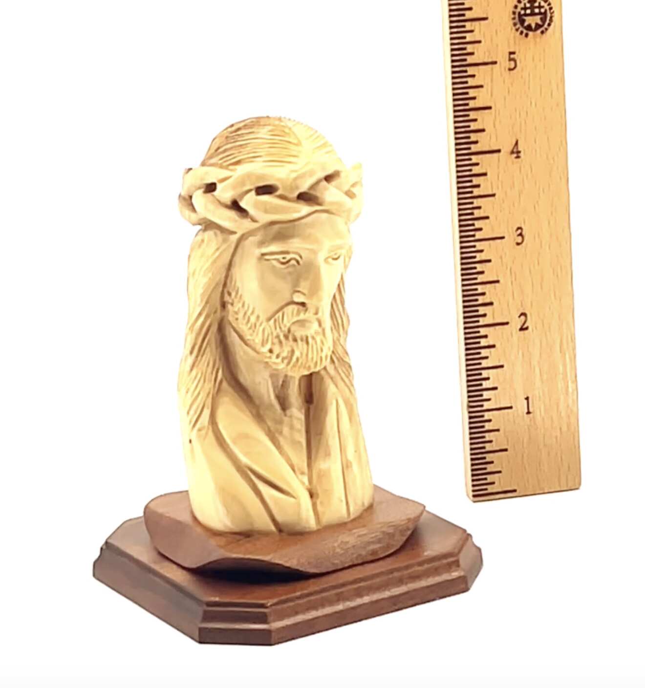 Jesus Christ Bust Carving, 5.1" Holy Land Olive Wood